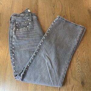 Abercrombie & Fitch Gray Loose High Rise Curve Love Jeans Side Stud Detail EUC